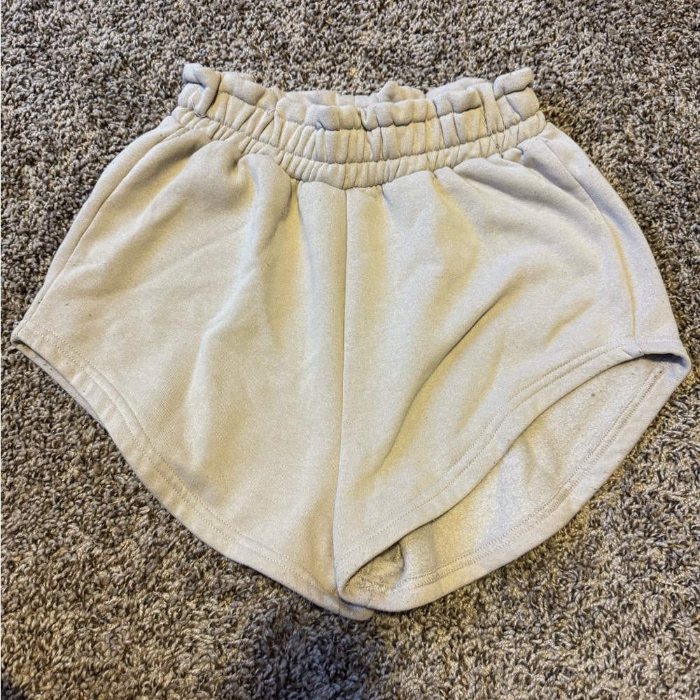 Boohoo Cream Athletic Shorts